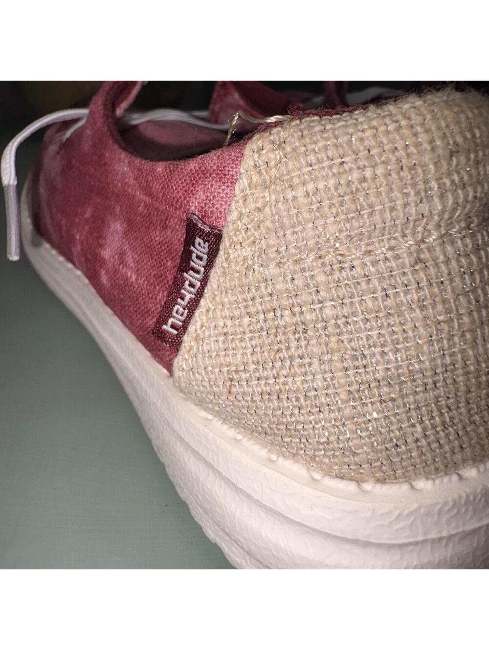 Hey Dude Wally Sox Tie Dye Canvas Shoes - Pink and Beige Women's 6